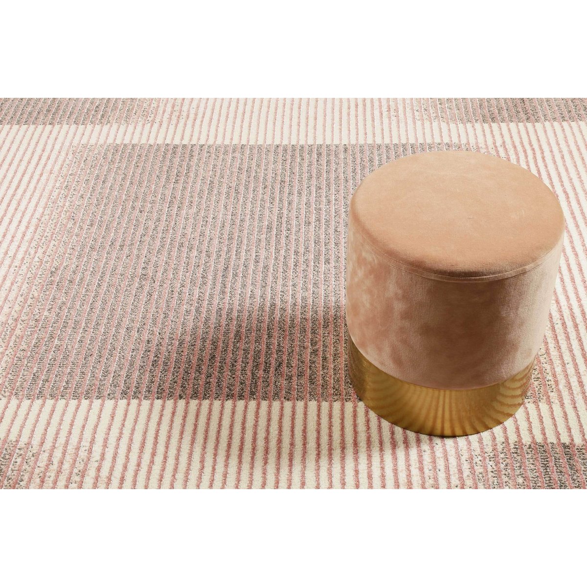 Tapis salon poil ras à relief sobre , VELVET FLOW rose, WECON HOME