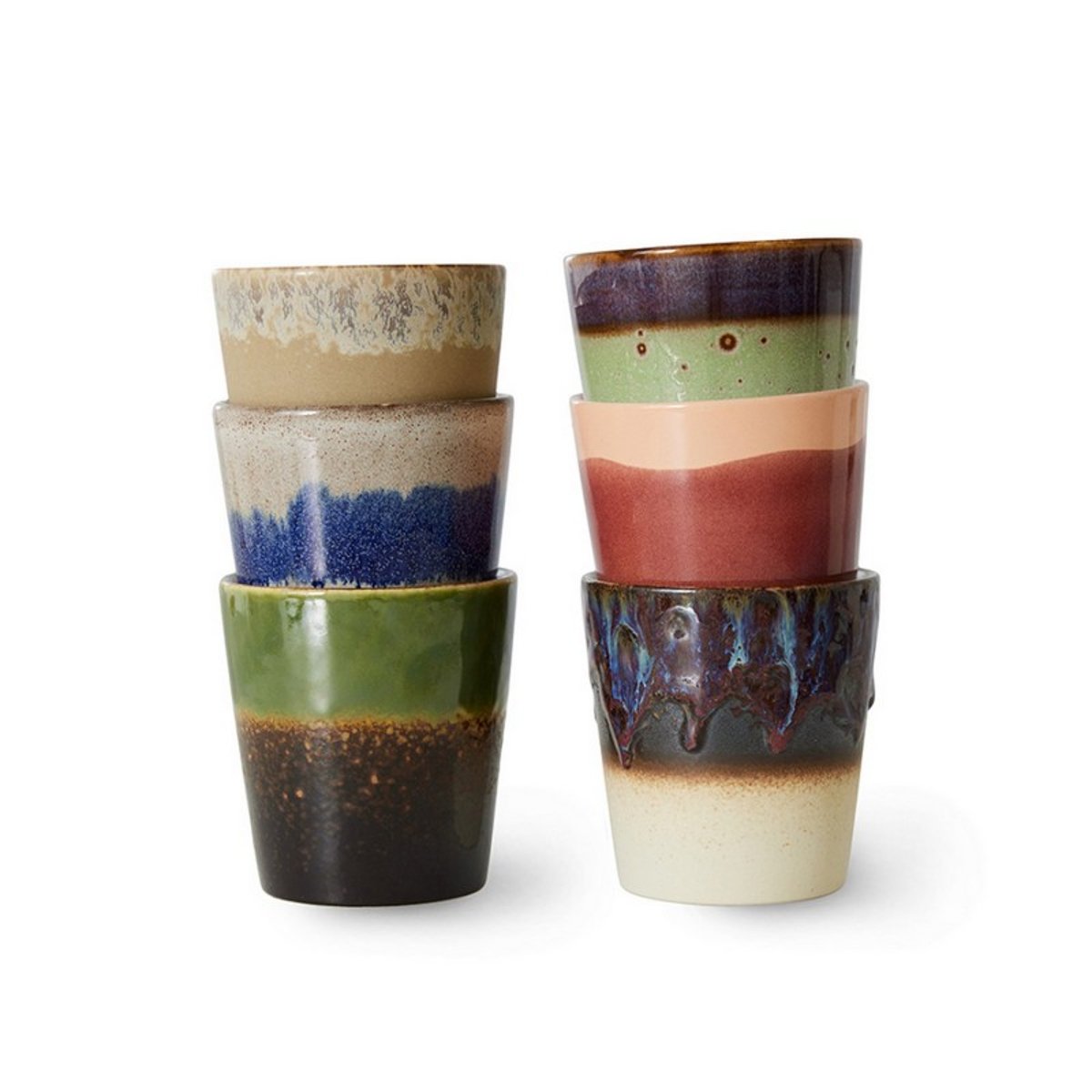 Tasses à café grès Grounding set de 6 multicolore, HKLIVING