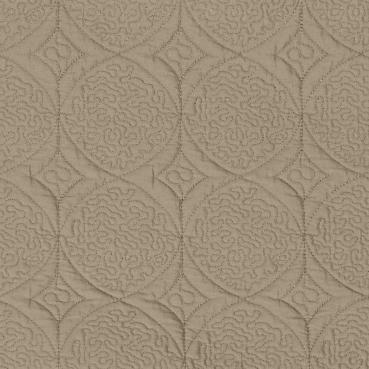 Chemin de lit en percale de coton surpiqué IKEBANA taupe, SENSEI MAISON