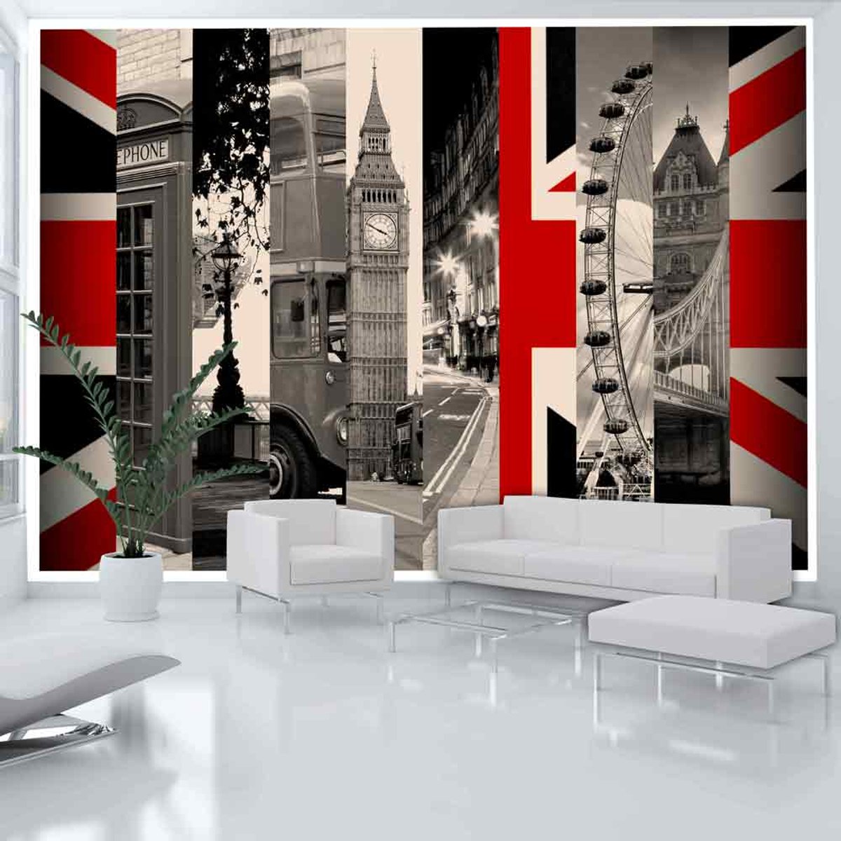 Papier peint intissé panoramique Ville et Architecture Symbols of London bleu, EDEN