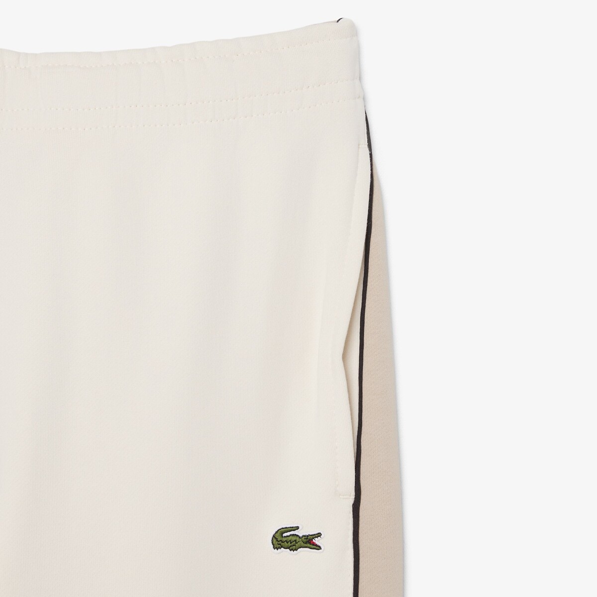 Pantalon de survêtement en molleton color-block beige, LACOSTE