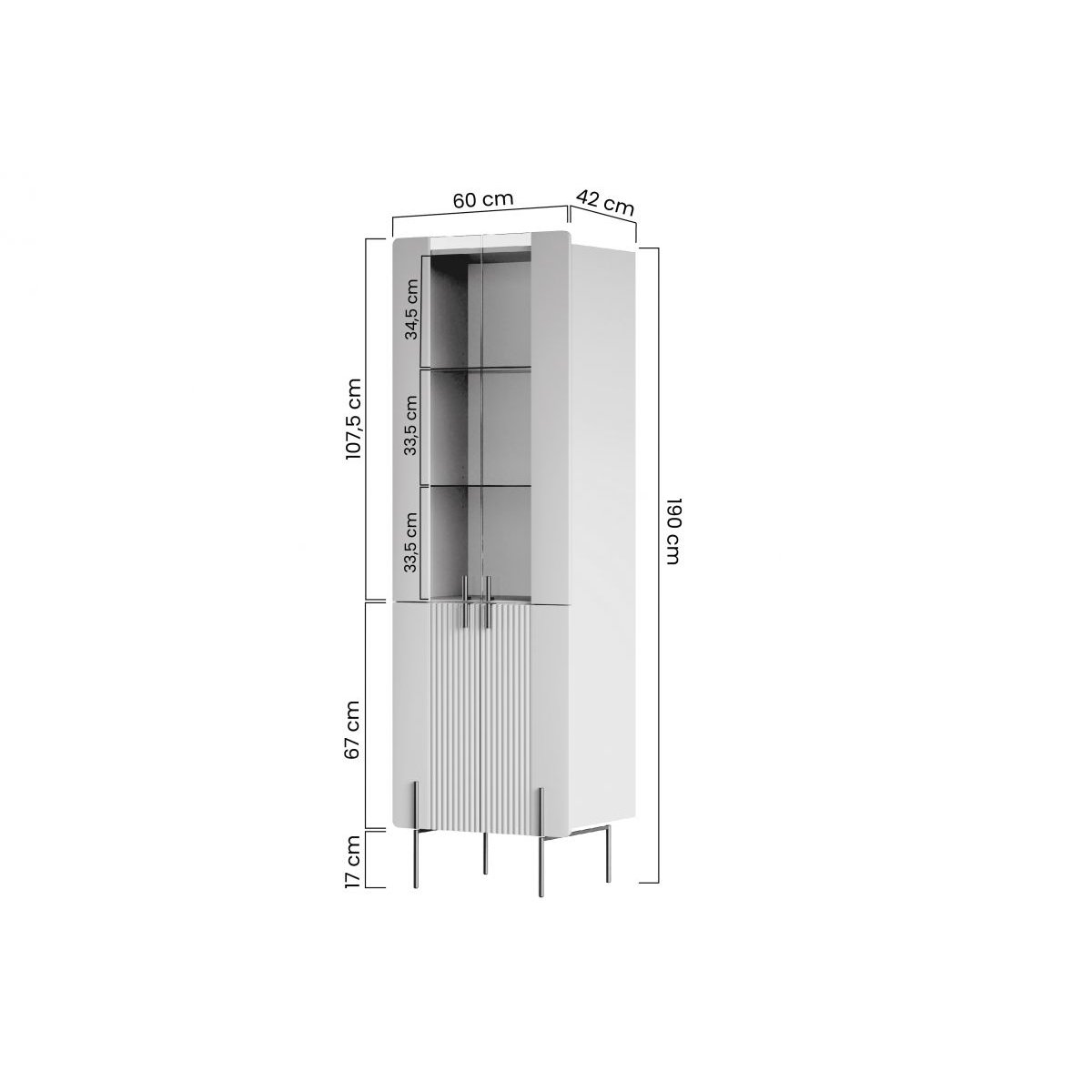 Vitrine 60 cm 2 portes, MATHILDE beige, BOBOCHIC