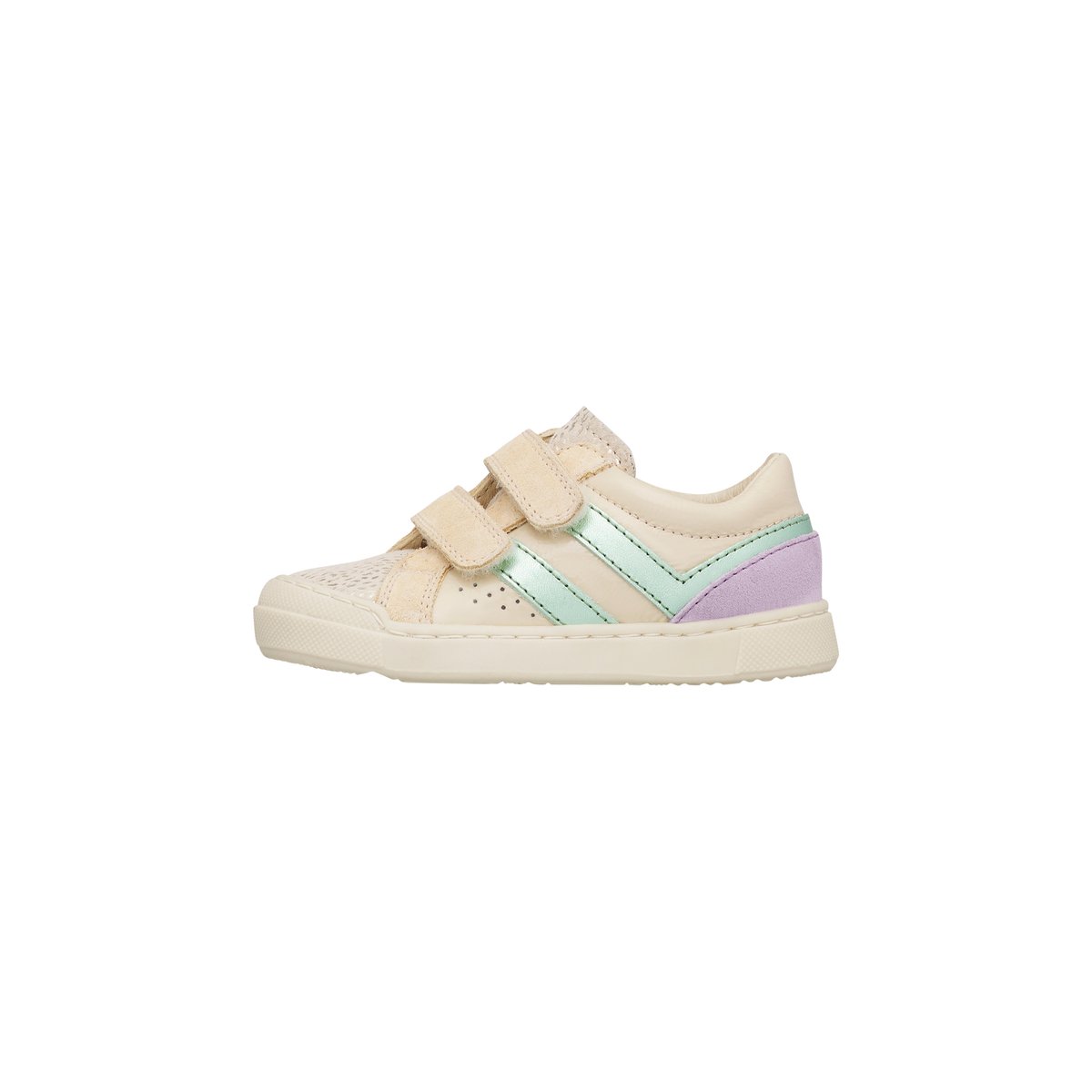 Baskets en cuir et en daim ZYLKA VL platine-blanc crème, NATURINO