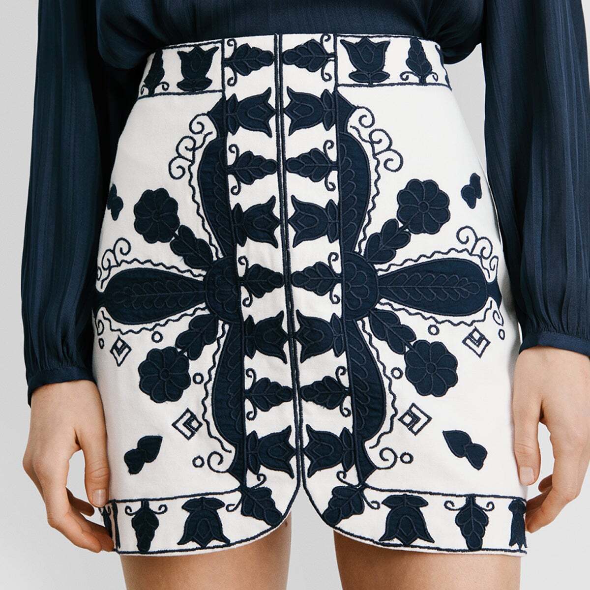 Jupe Courte Avec Broderie blanche mousse, PEPE JEANS