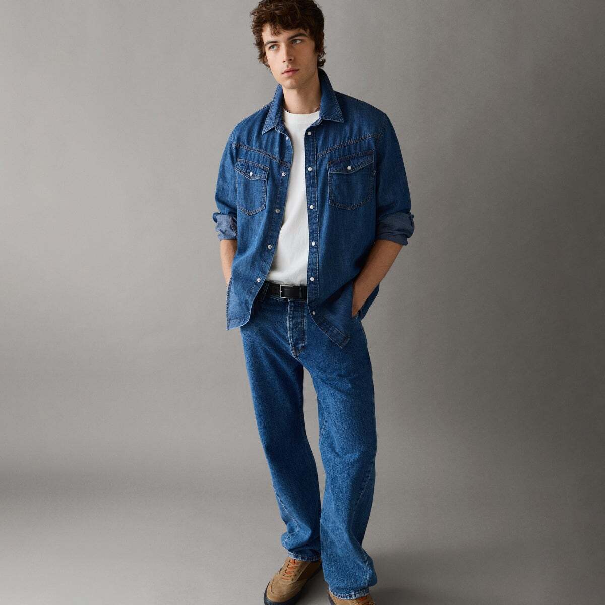 Chemise Coupe Regular En Denim 6.25 oz bleu shirting denim, PEPE JEANS