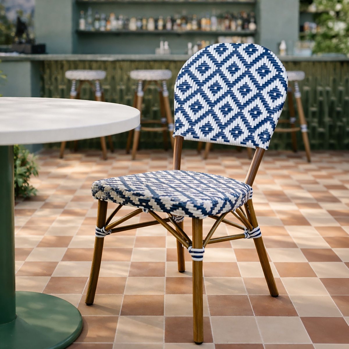 Lot de 2 chaises de terrasse effet rotin naturel, SCALA bleu, NOW'S HOME