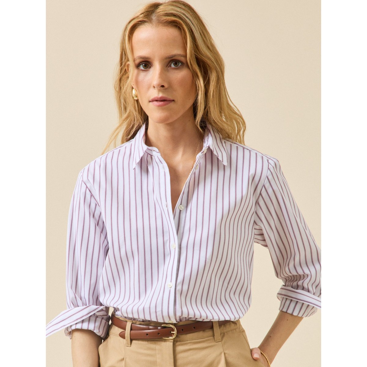Chemise rayée - Coupe Gaby rayure bordeaux, CYRILLUS
