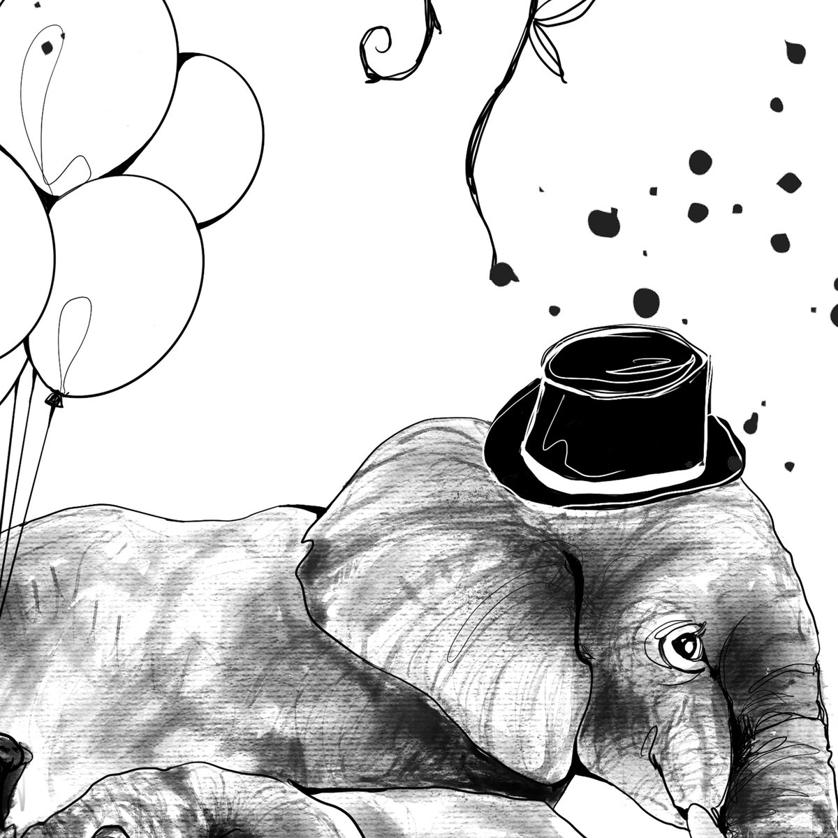 Papier peint panoramique Cirque de la jungle, Noir et blanc 425 x 250cm noir et blanc, ACTE DECO