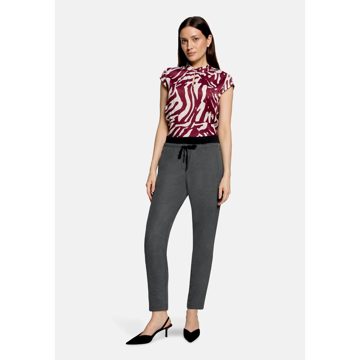 Pantalon à enfiler à motifs gris/noir, BETTY & CO
