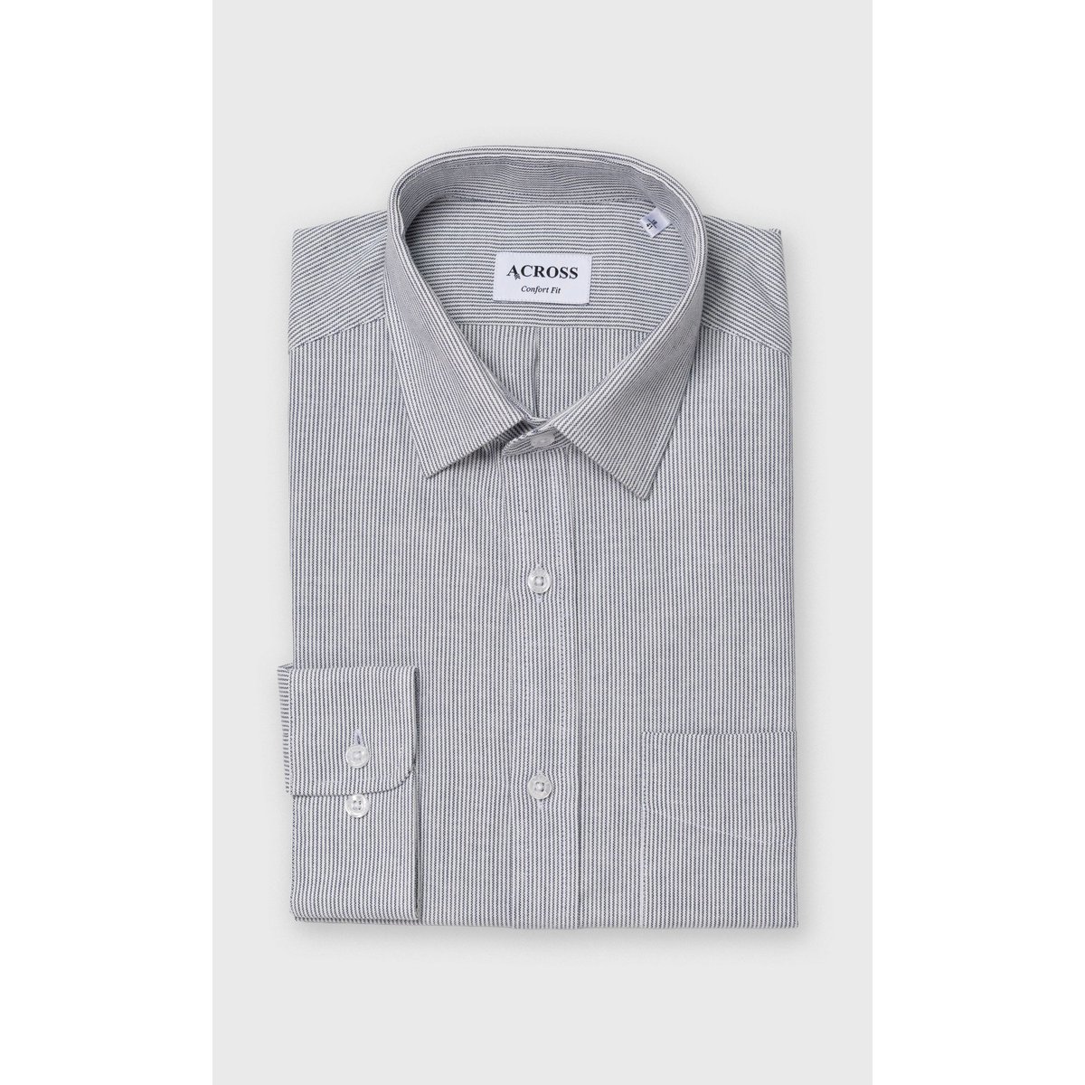 Chemise Confort fit à rayures aspect denim bleu ciel, ACROSS