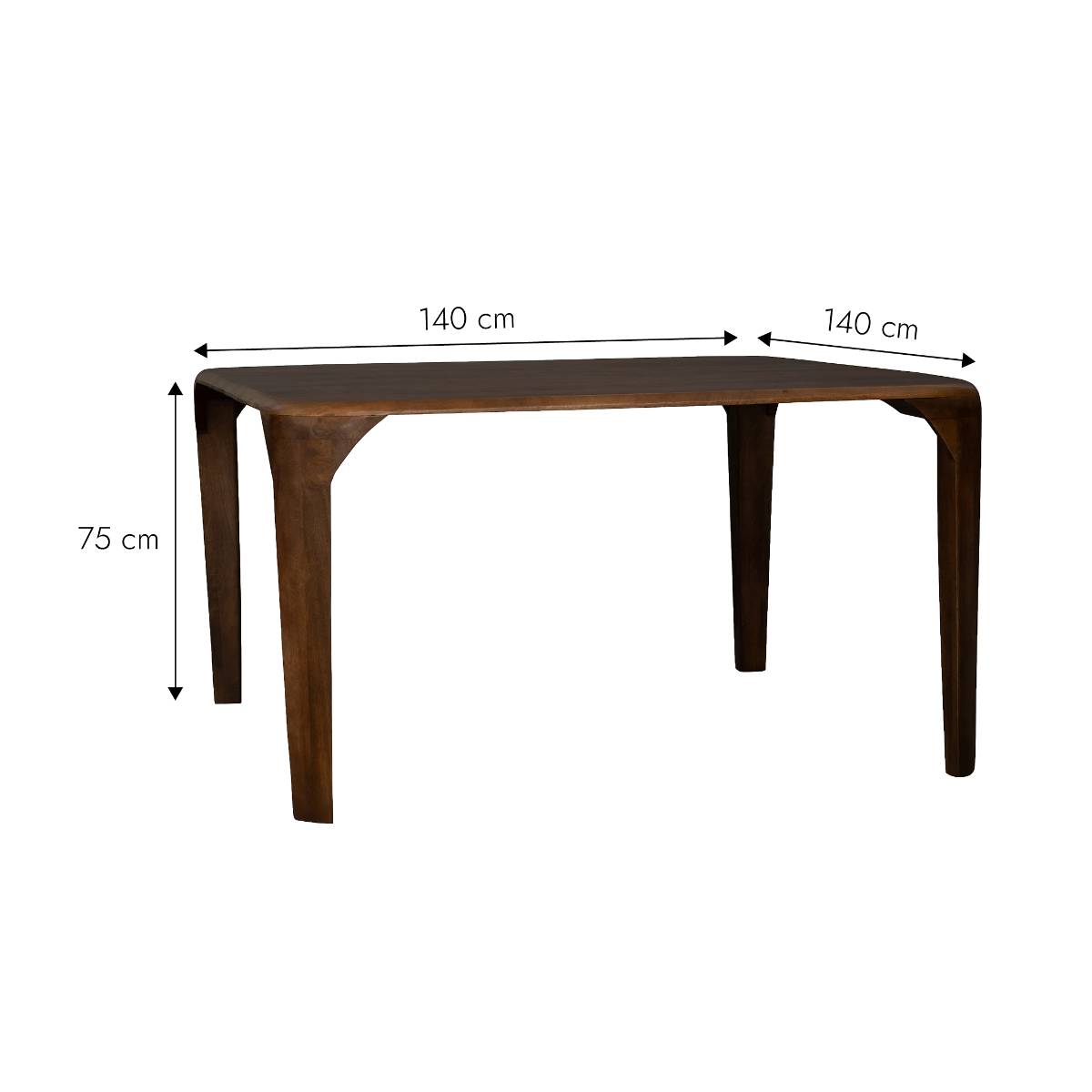 Table à manger carrée en bois de manguier MAORA bois foncé, MADE IN MEUBLES