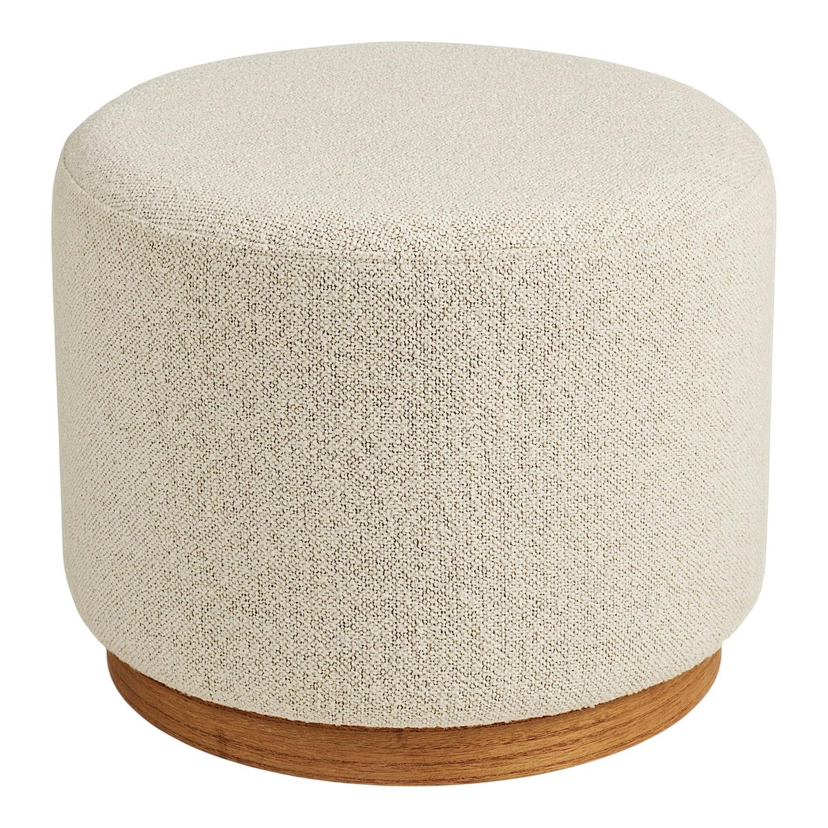 Pouf rond bouclette sable et bois clair BERLIN beige, PIER IMPORT