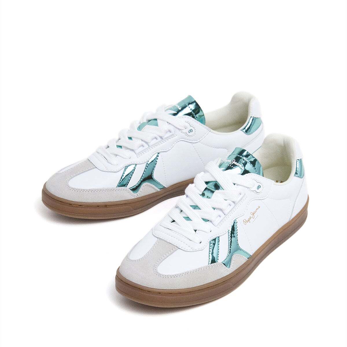 Sneakers En Cuir Avec Détails En Daim - Ball blanc, PEPE JEANS