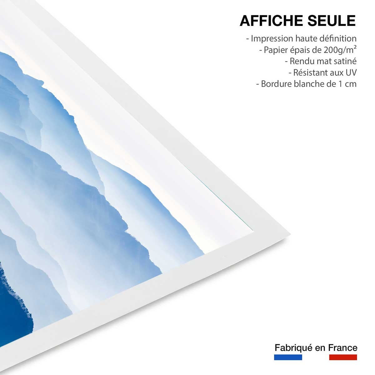 Affiche paysage montagnes bleues affiche seule, HEXOA