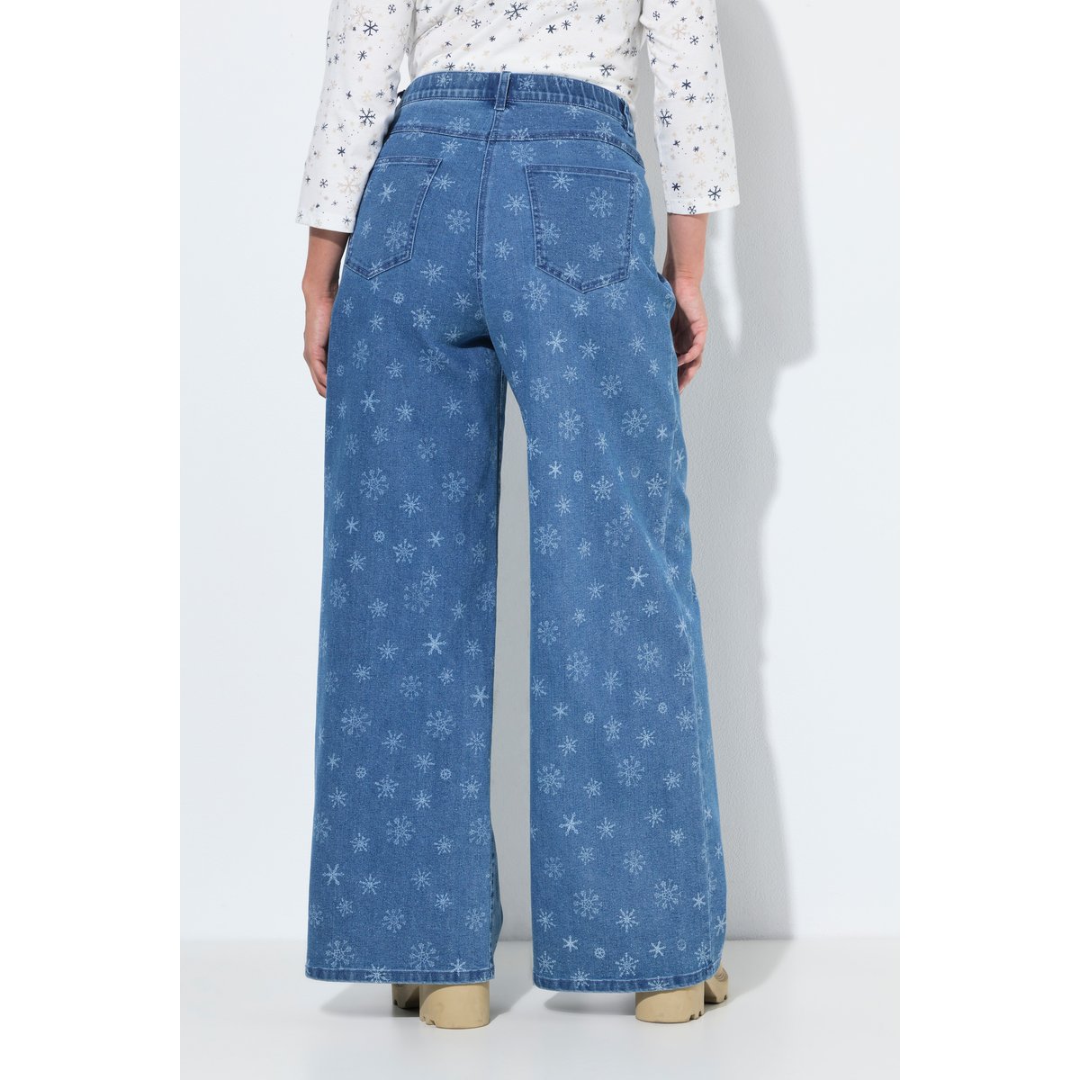 Jean Mary, motif flocons de neige bleu jean, ULLA POPKEN