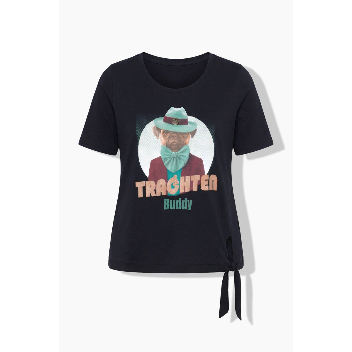 T-shirt, carlin, coupe classique, col V noir, ULLA POPKEN