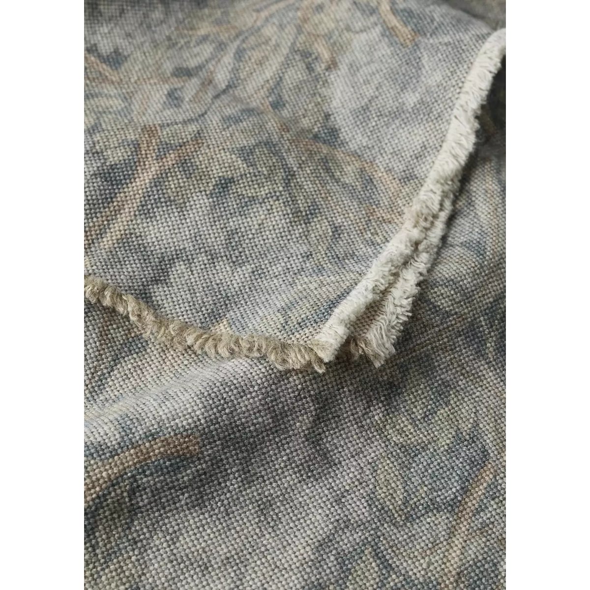 Couvre-lit en coton et lin à motif ornemental lit 180×200 cm bleu, MANGO HOME