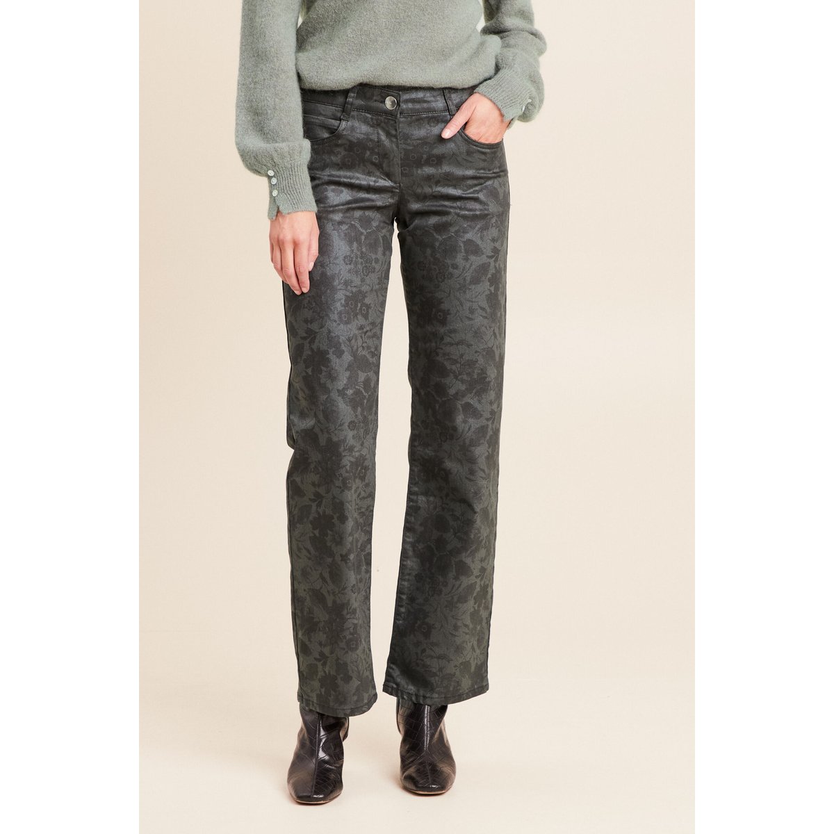 Pantalon taille basculée vert, BREAL