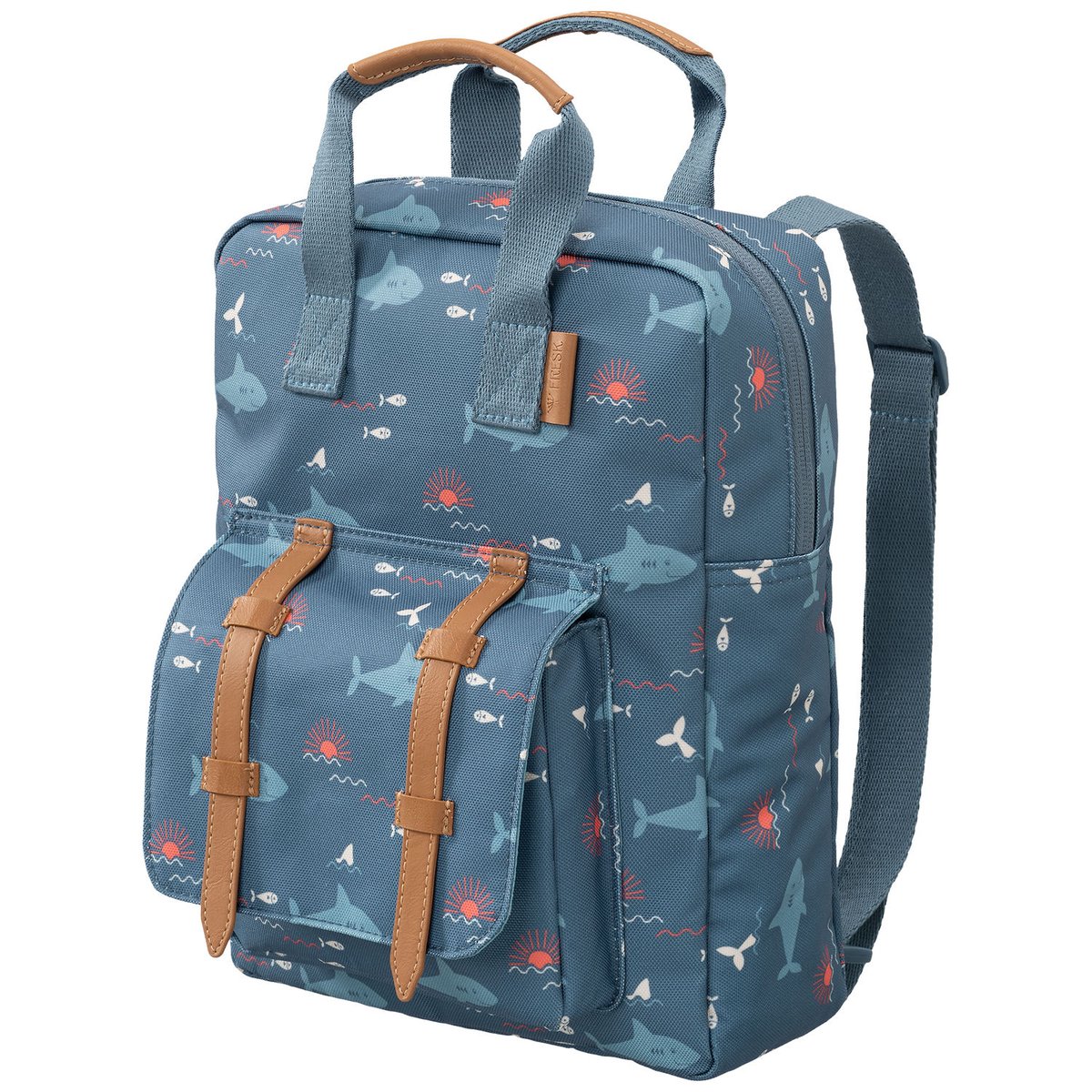 Sac à dos bébé bleu, orange, blanc, FRESK