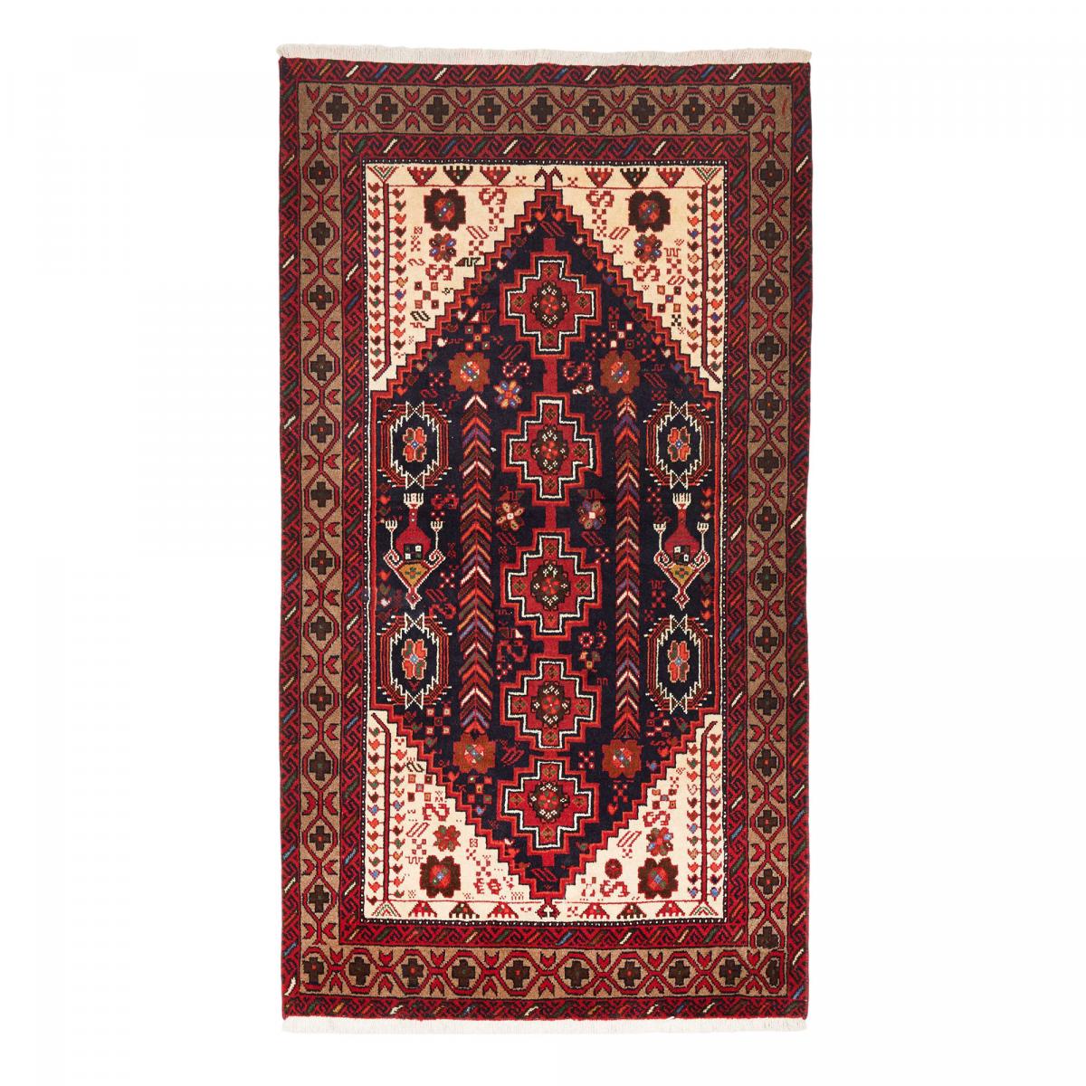 Tapis d'orient, motif oriental, noué main, laine, BALUTSCH 3 rouge, beige, noir, UN AMOUR DE TAPIS