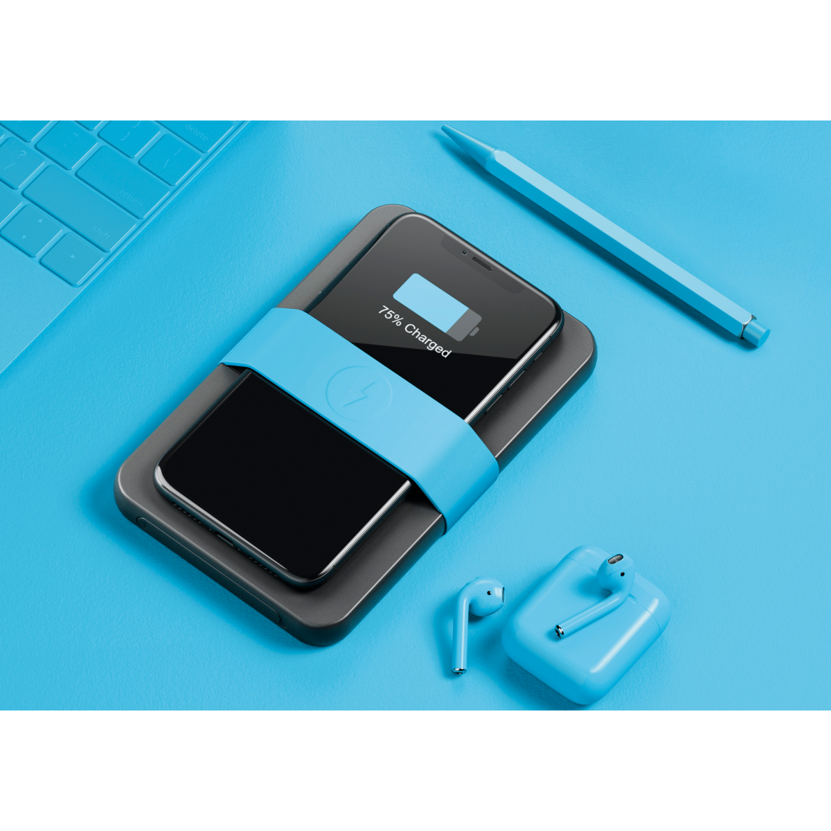 Batterie externe USB-C & charge sans-fil couleur unique, LIVOO