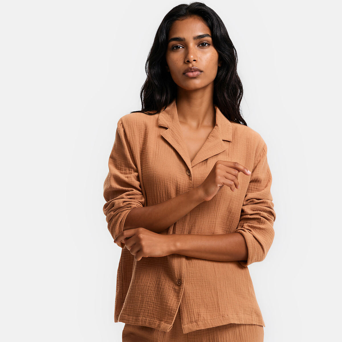 Pyjama en gaze de coton, Signature MARGOT caramel, LA REDOUTE COLLECTIONS