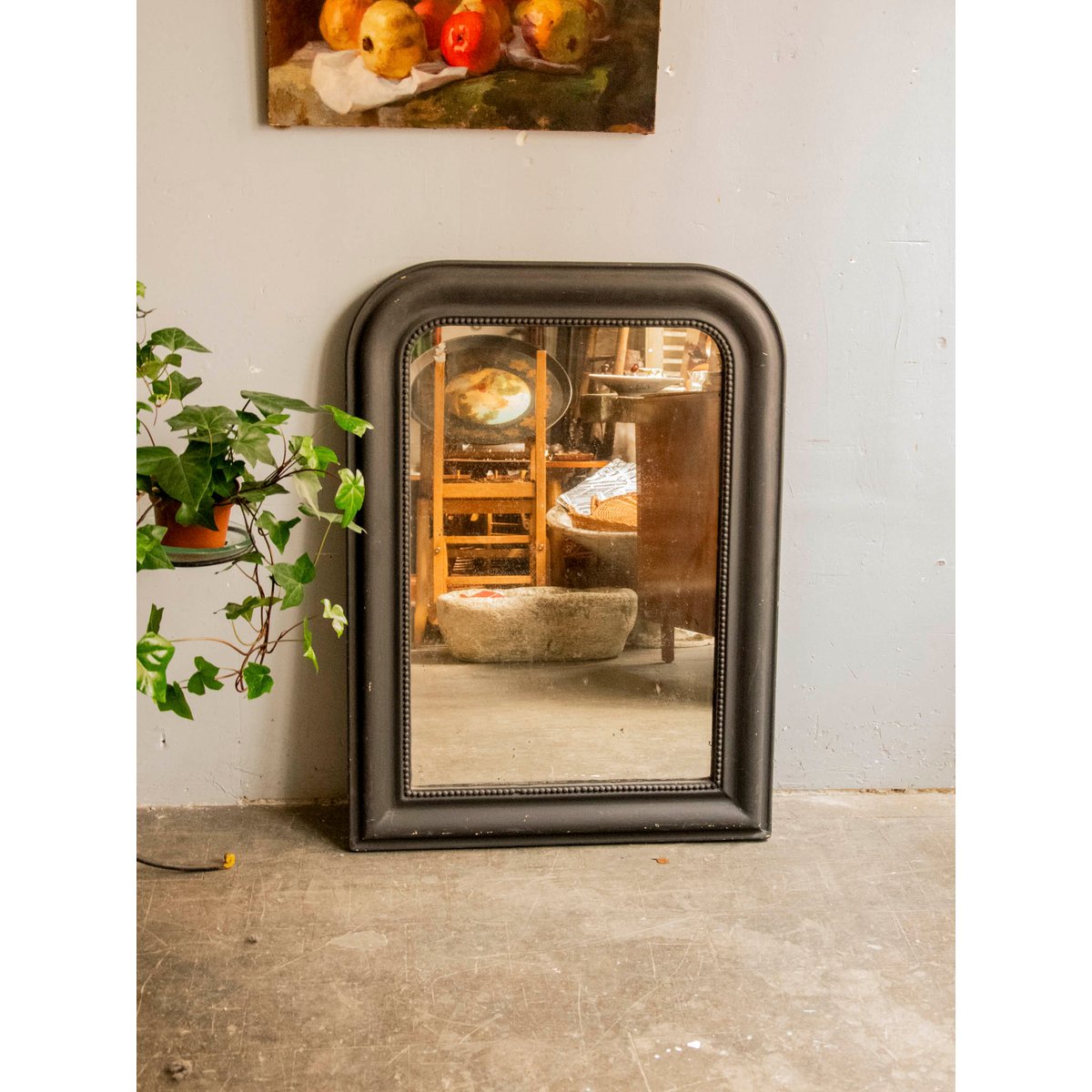 Grand miroir au cadre noir Georges N°1178 - Bon état noir, DEBONGOUT