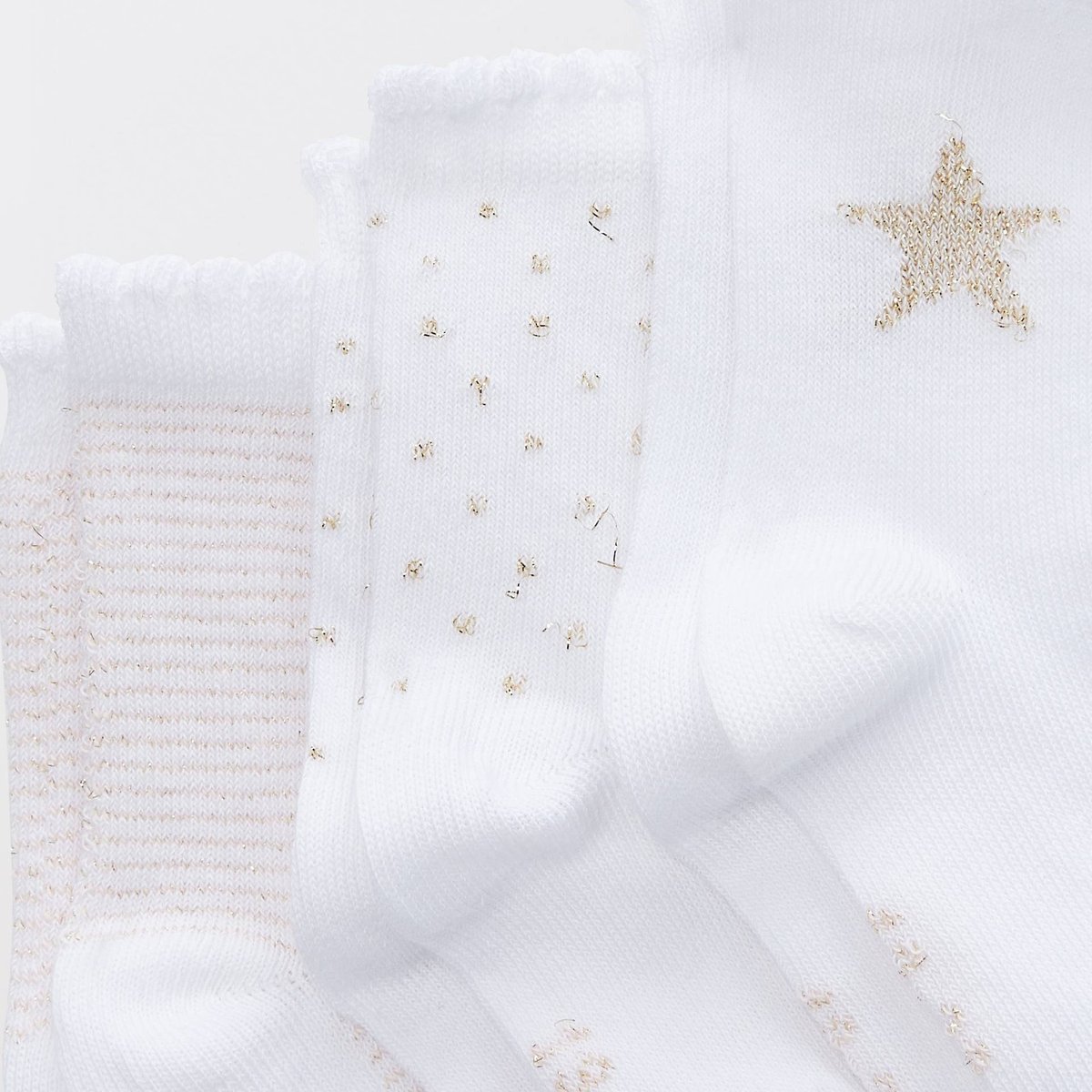 Lot de 3 paires de chaussettes à motifs contenant coton BIO ecru, BOUT'CHOU