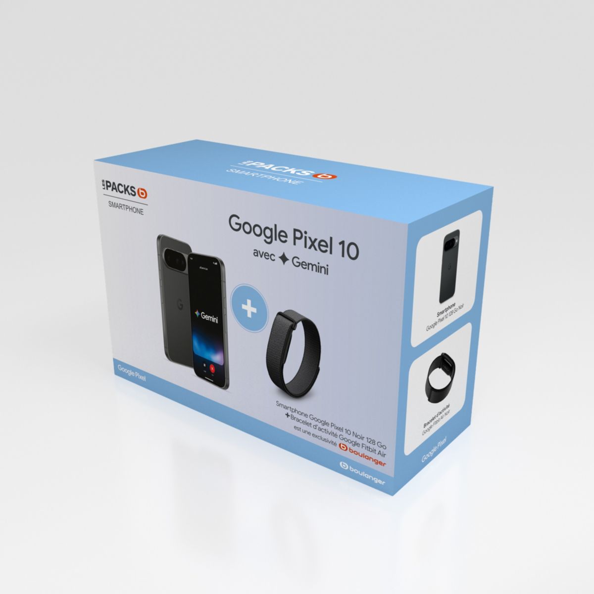 Smartphone Pack Pixel 10 5G 128Go Noir + Fitbit Air couleur unique, GOOGLE