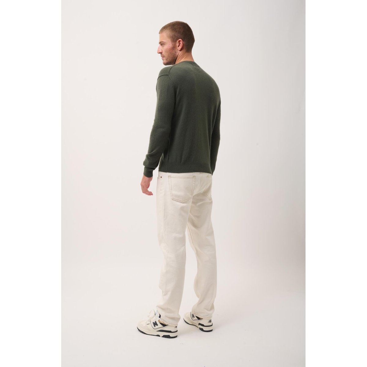 Pull Col Rond Kaki Noe kaki, JUST CASHMERE