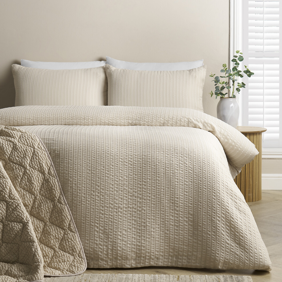 Stripe Seersucker Duvet Cover Set natural, CATHERINE LANSFIELD
