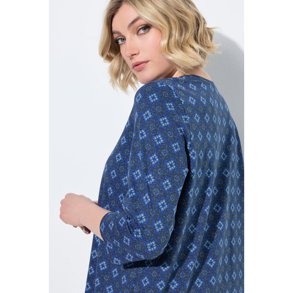 T-shirt avec plis fantaisie bleu encre, ULLA POPKEN