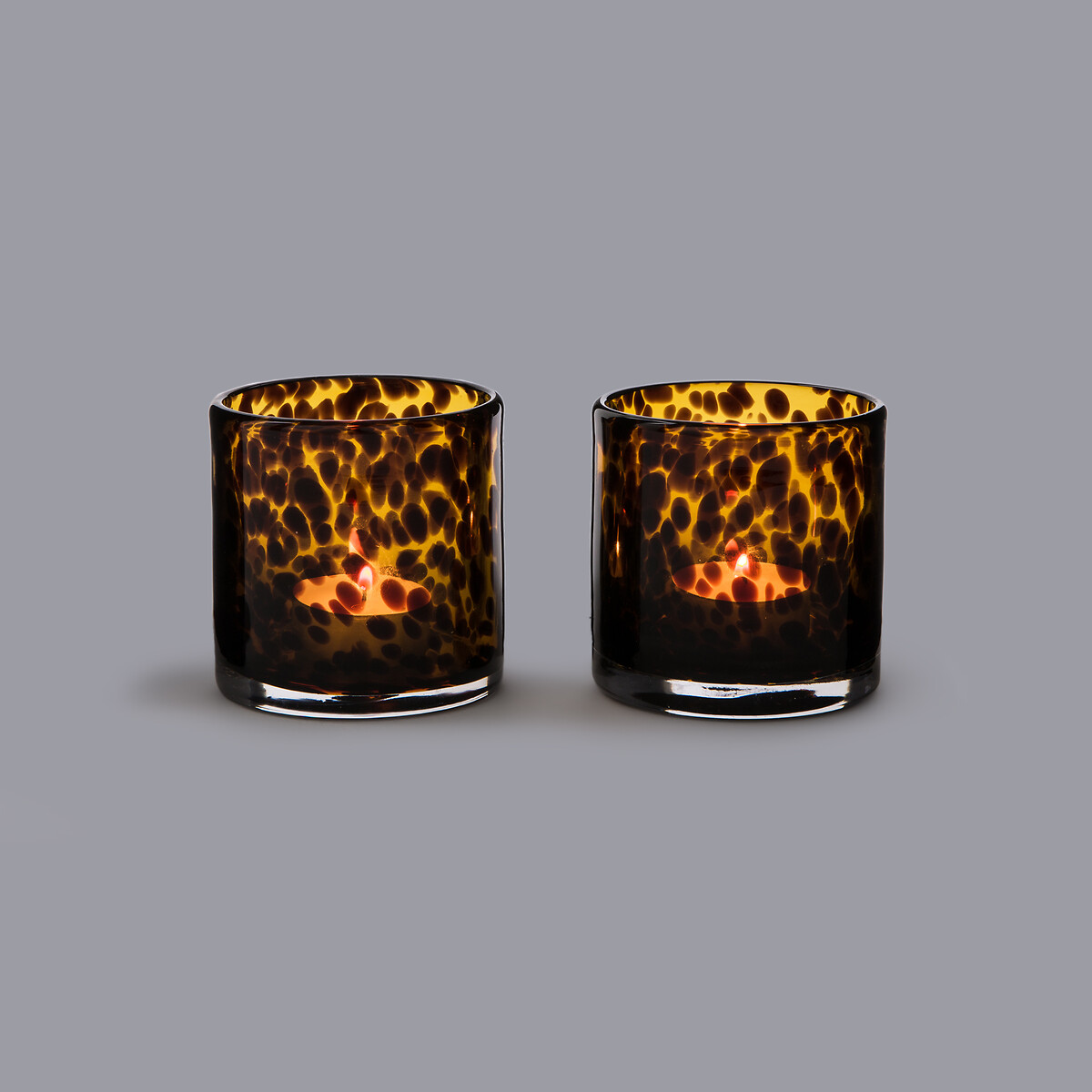 Set of 2 Fauvita Amber Glass Tealight Holders brown, LA REDOUTE INTERIEURS