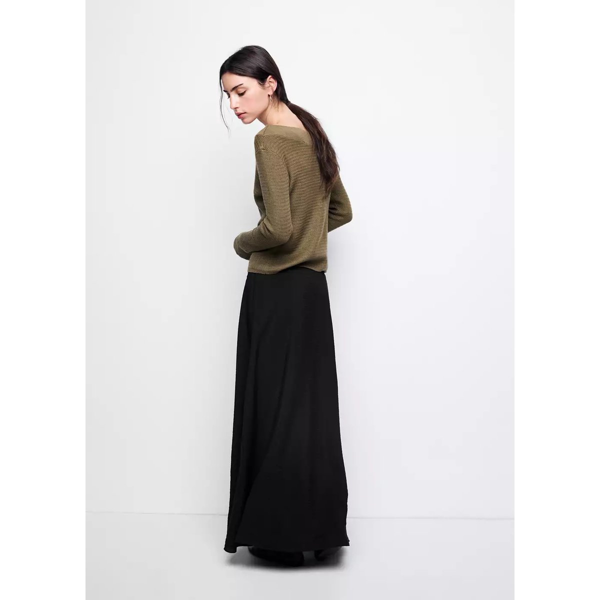Jupe longue nœud gris anthracite, MANGO TEEN