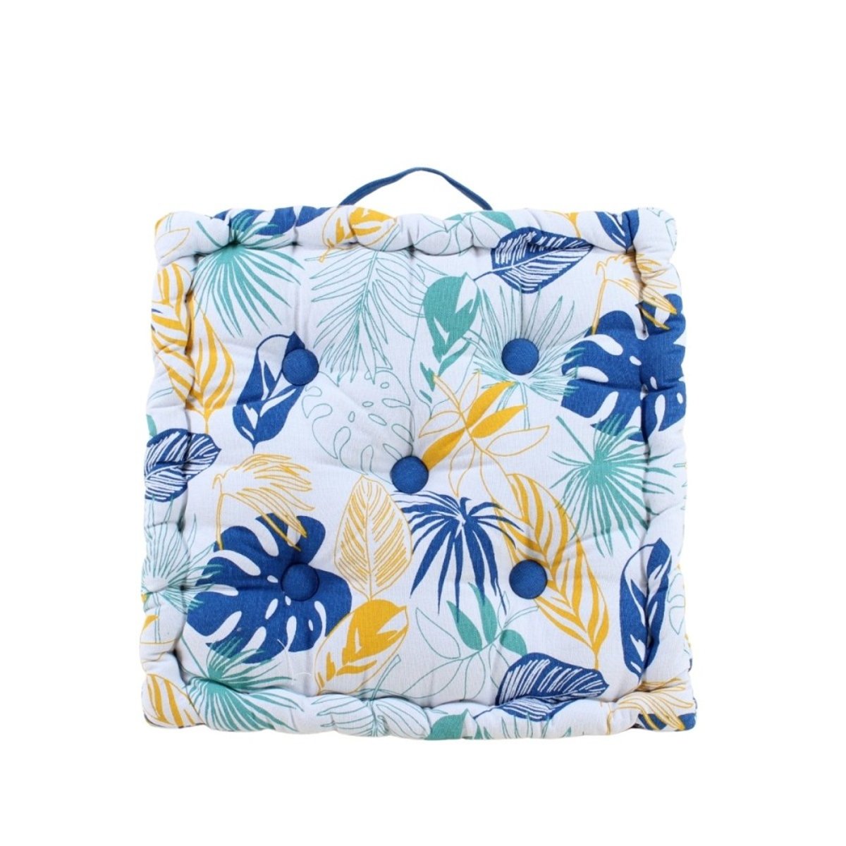 Coussin de sol motifs tropical 40x40cm blanc, ORNAMI