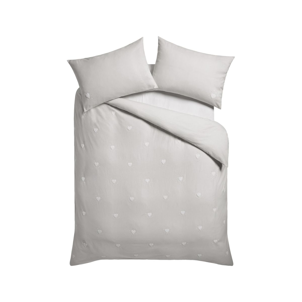 Housse de couette coton brodée gris, NEXT