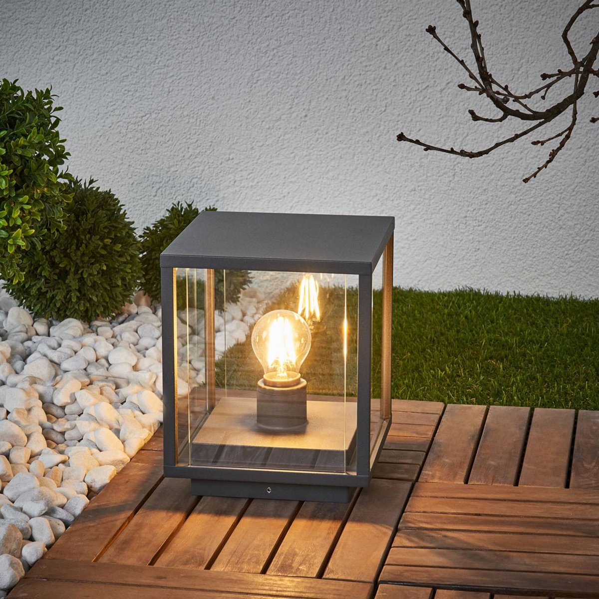Luminaire extérieur en aluminium moderne gris foncé, clair, LUCANDE