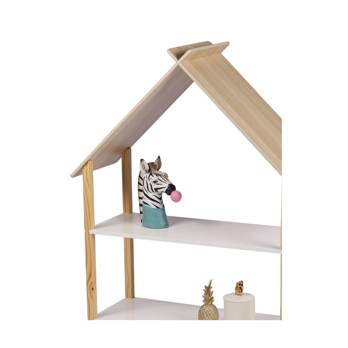Étagère Bibliothèque Maison Bois et Blanc Chambre Enfant - 78x30x101cm blanc, WADIGA