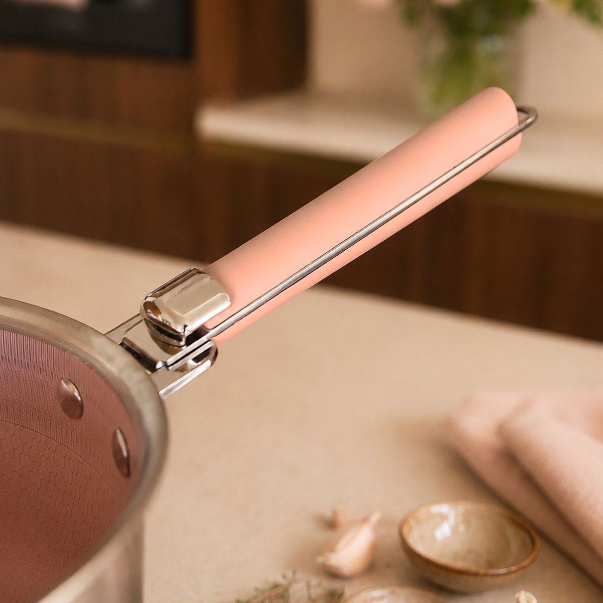 Casserole 20cm en acier inoxydable, AGLAE inox-rose, MENASTYL