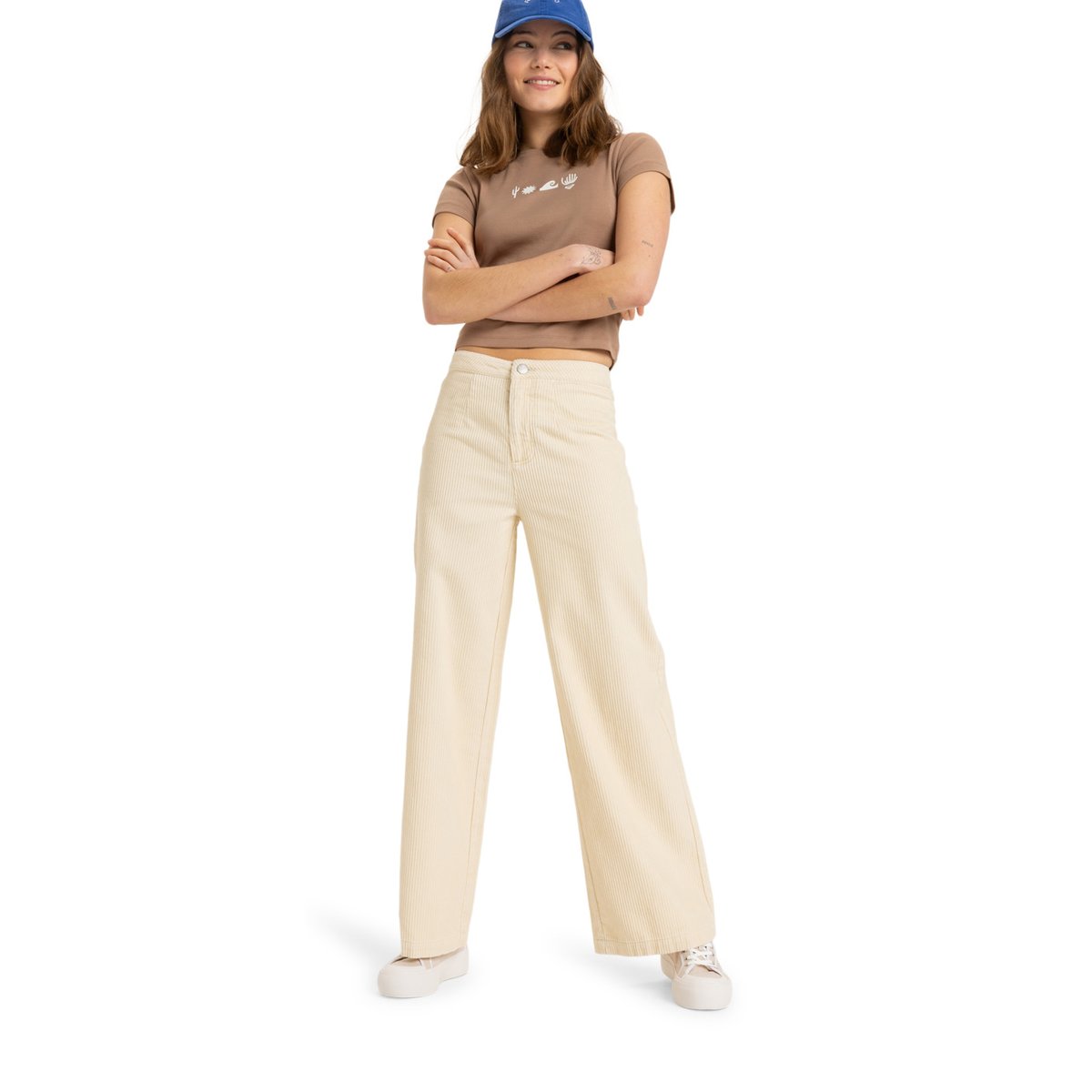Pantalon en velours côtelé WINTER AROUND. beige parchment, ROXY