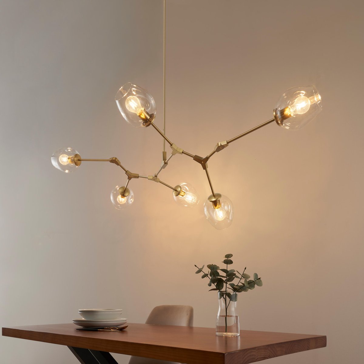 Lustre avec globes en verre - OFÉLIA transparent et doré, KOSILUM
