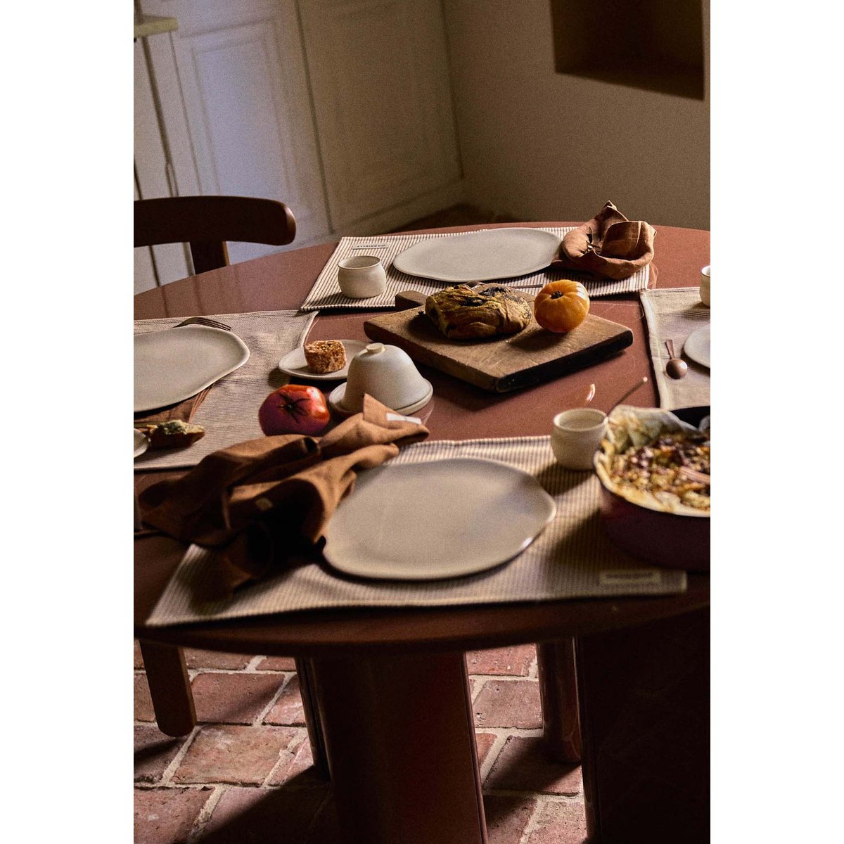 Set de table en coton, RAYURES beige argile, GABRIELLE PARIS