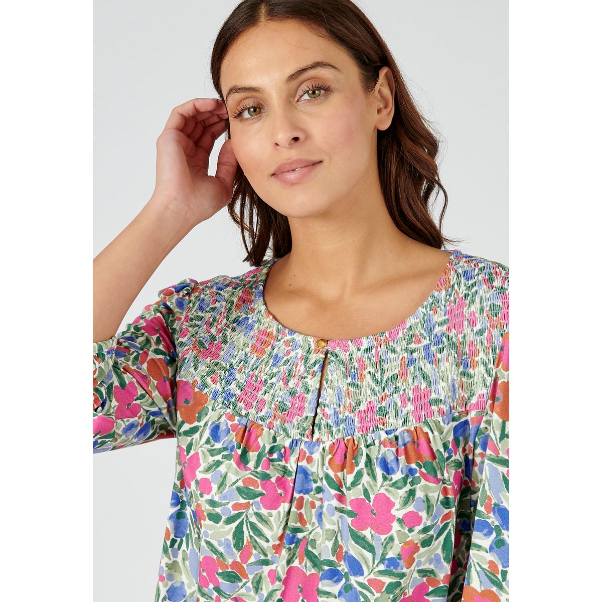 Blouse fluide viscose stretch rose fleuri, DAMART