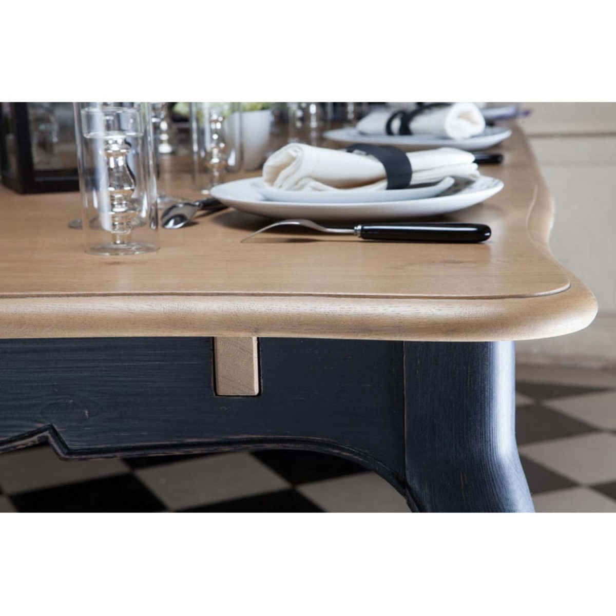 Table rectangulaire extensible pour 12 à 14 noir, INTERIOR'S