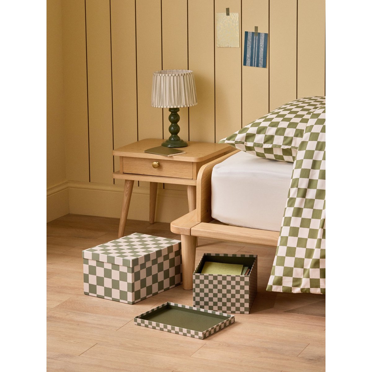 Boîte gigogne damier par lot de 2 vert, CYRILLUS