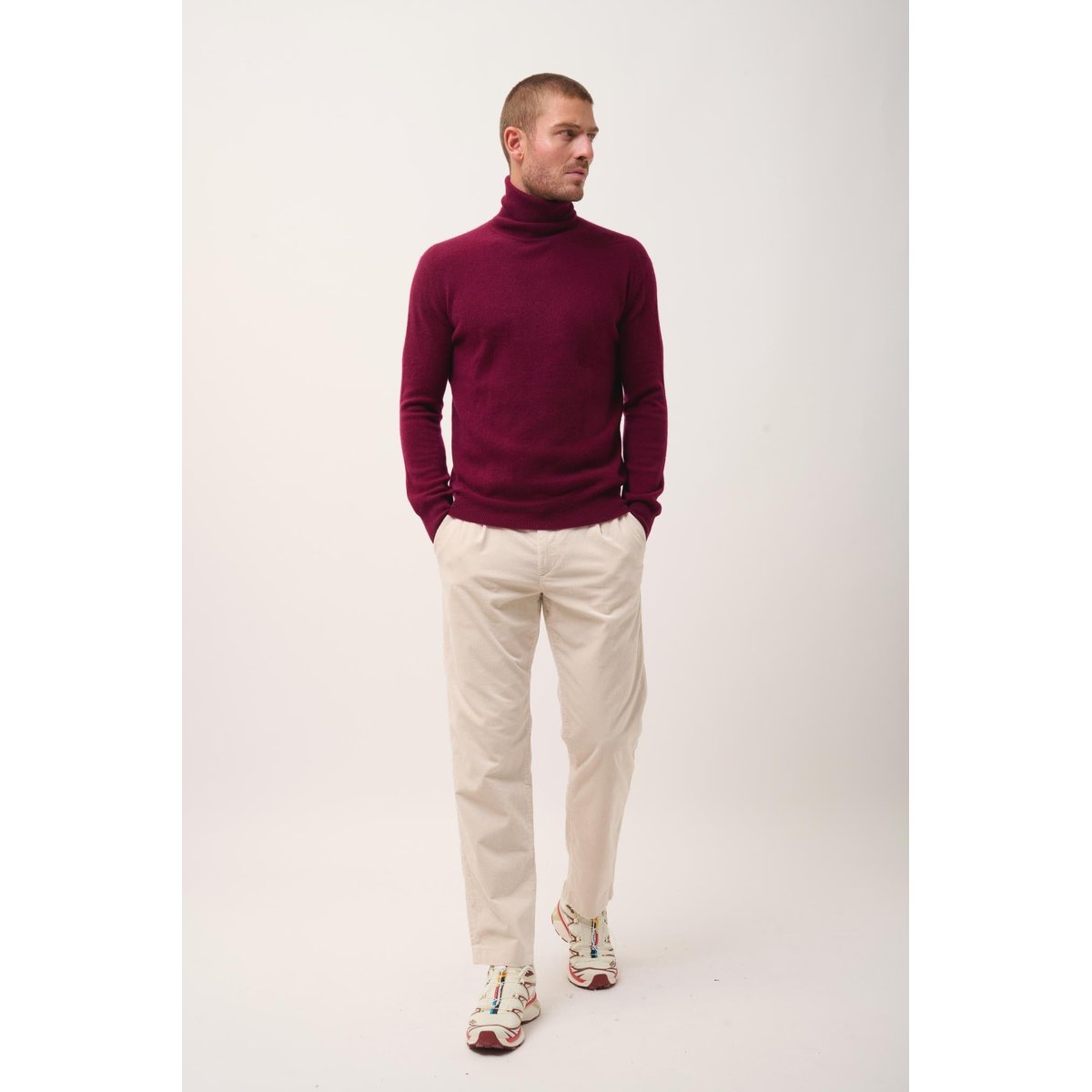 Pull Col Roulé Bordeaux Connor bordeaux, JUST CASHMERE