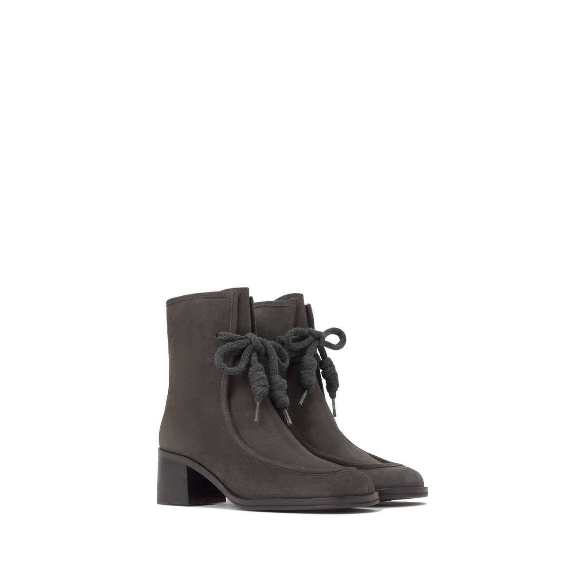 Bottines à talon bloc à lacets en cuir NARNIA gunmetal, CASTANER
