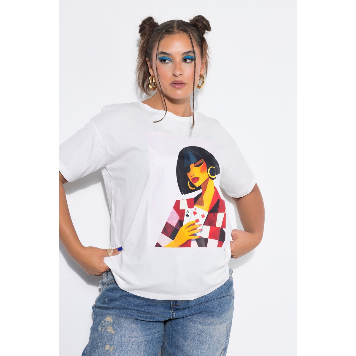 T-shirt oversize, imprimé mannequin blanc cassé, STUDIO UNTOLD