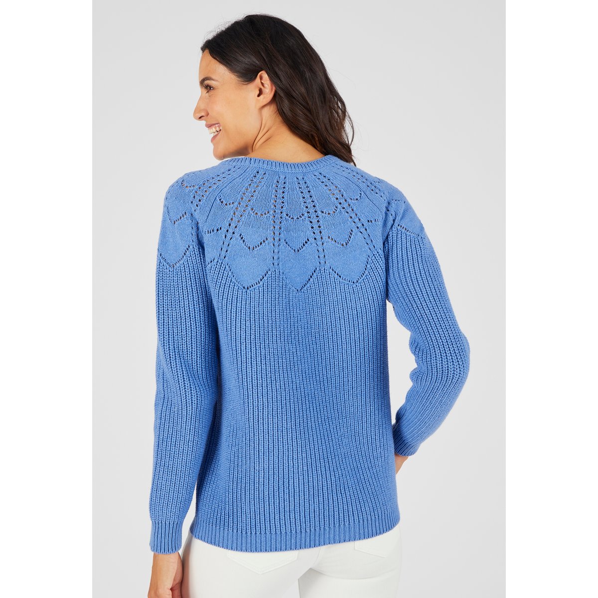 Pull détails ajourés bleu ciel, DAMART