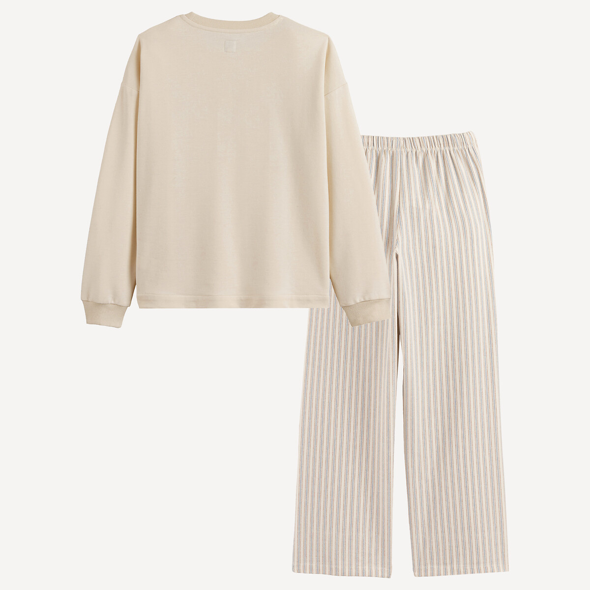 Pyjama avec haut en molleton et bas en flanelle, motif croissant et rayures assortis, LA REDOUTE COLLECTIONS